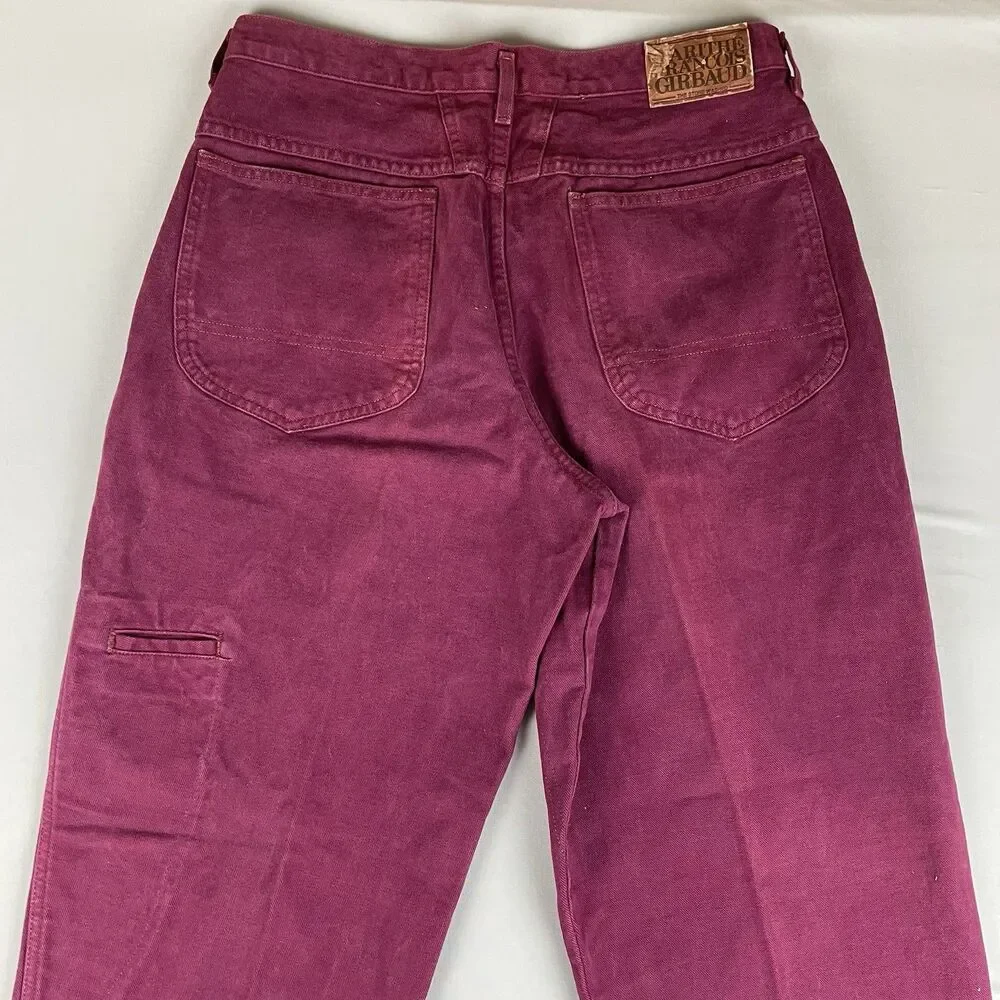 Marithe Francois Girbaud Jeans Women's 33 Burgundy Denim Tapered Leg Made In USA